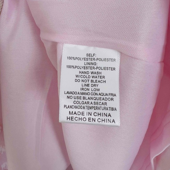 Listicle Medium Sheer Long Sleeve Square Neckline Smocked Bodice Polka Dot Pink - Picture 12 of 12